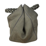 Bottega Venta Vintage Olive/Brown Canvas Large Shopper Shoulder Bag