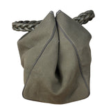 Bottega Venta Vintage Olive/Brown Canvas Large Shopper Shoulder Bag
