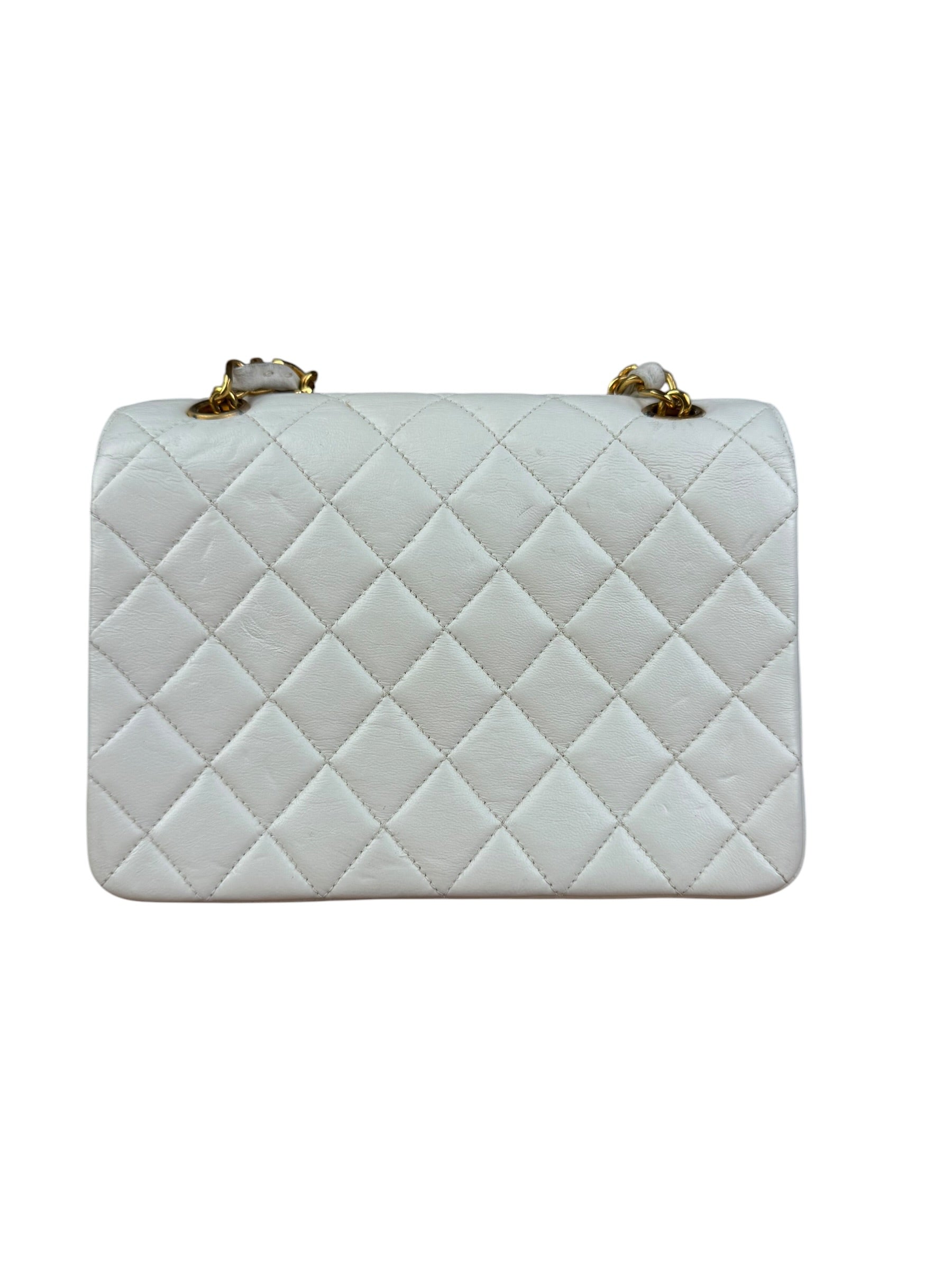 Chanel White Calfskin Square Mini Flap 1994