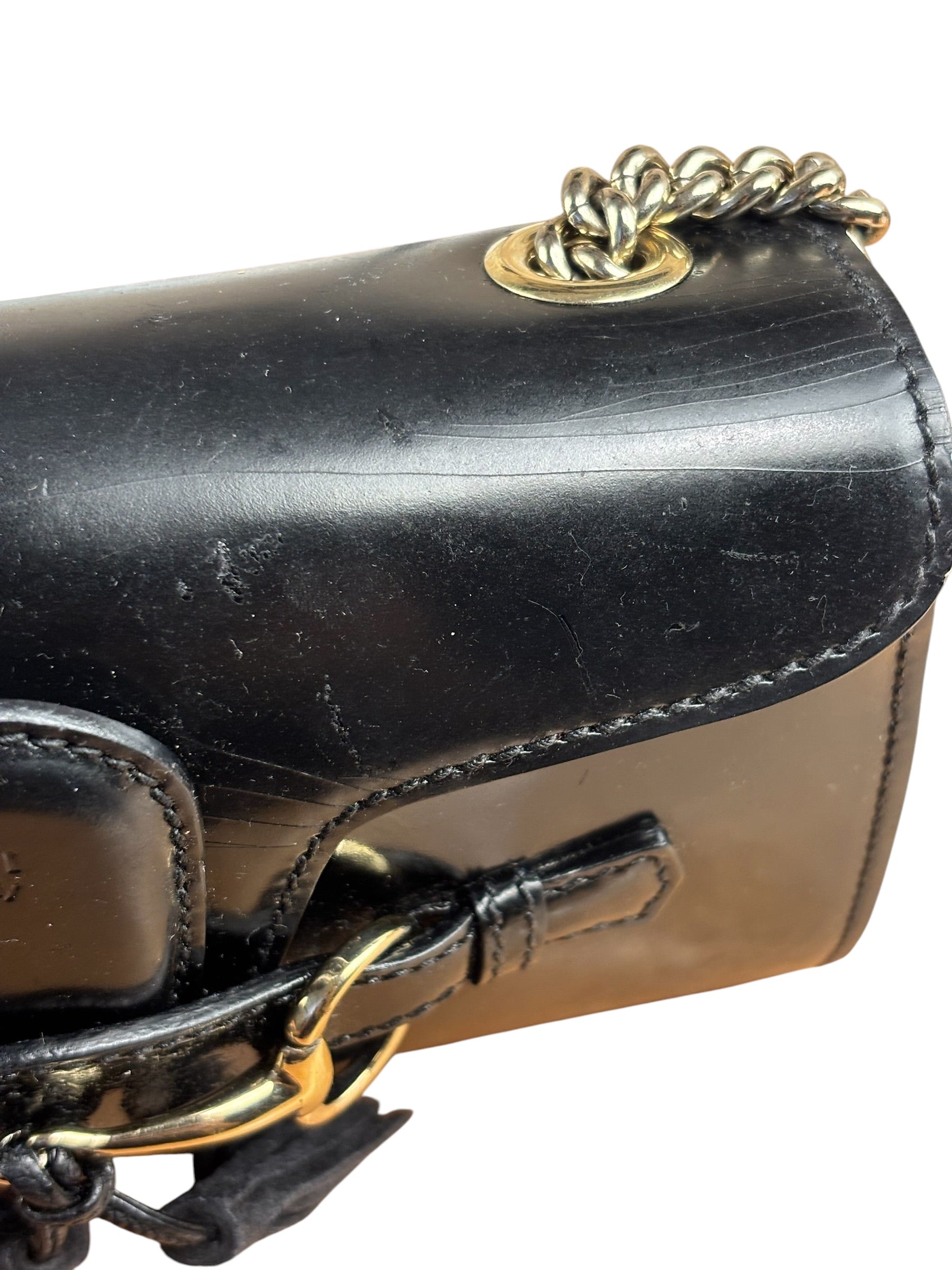 Gucci Black Leather Small Emily Chain Shoulder Bag