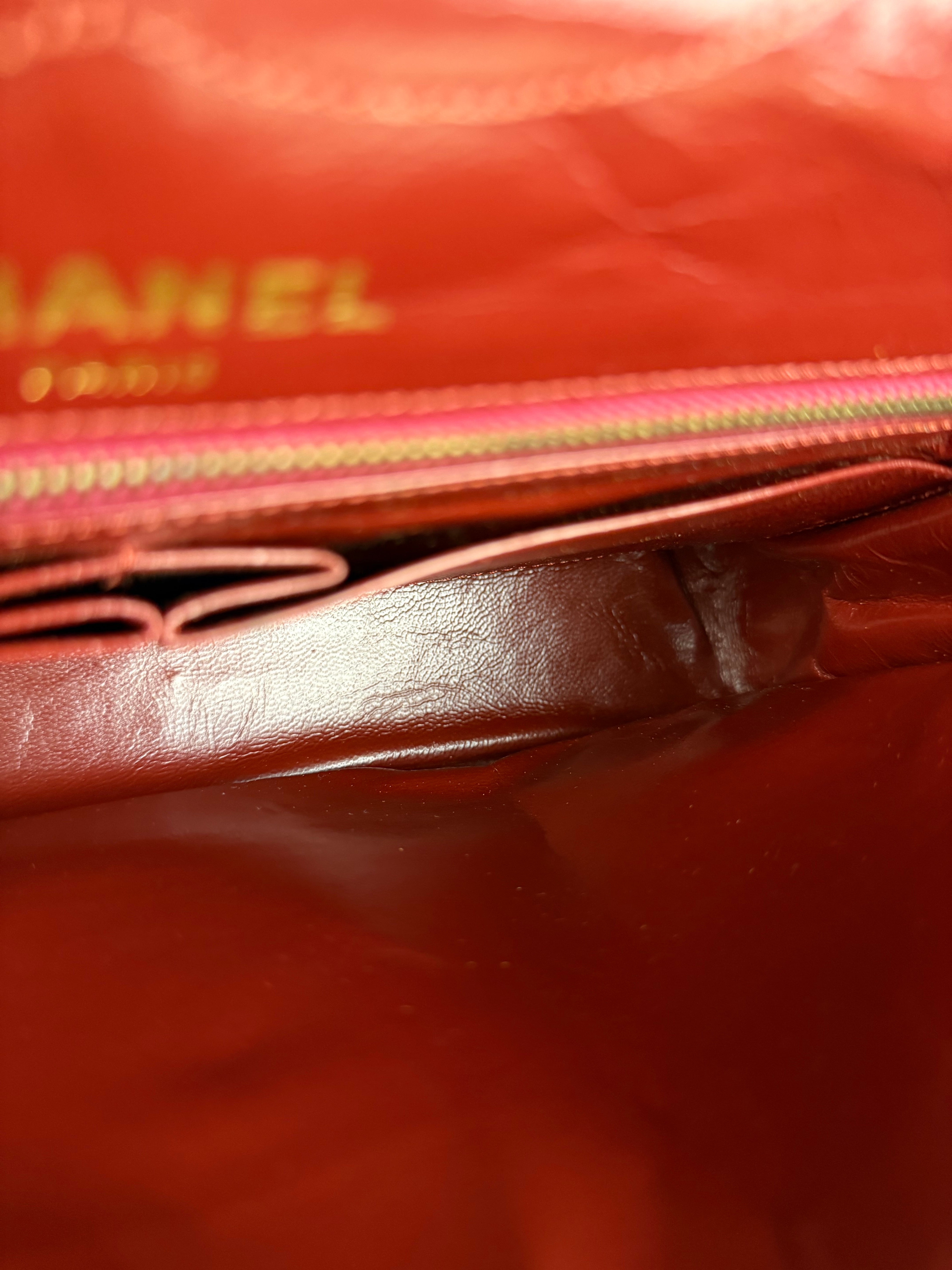 Chanel Brown Vertical Stitch Two-Toned CC Double Flap Bag 90s