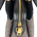 Coach Brown/Black Leather Mini Lillie Carryall In Signature Two-Way Bag