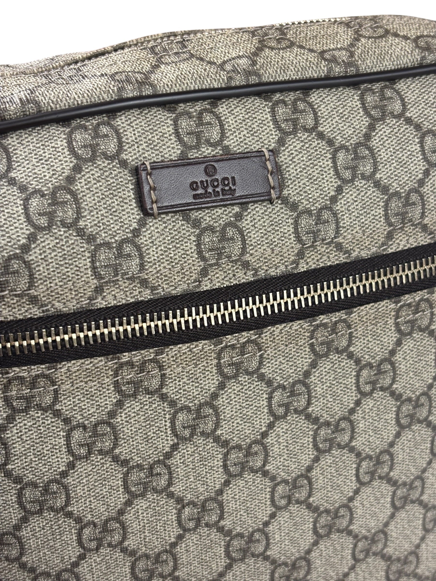 Gucci Brown Leather Trim Supreme Crossbody Bag
