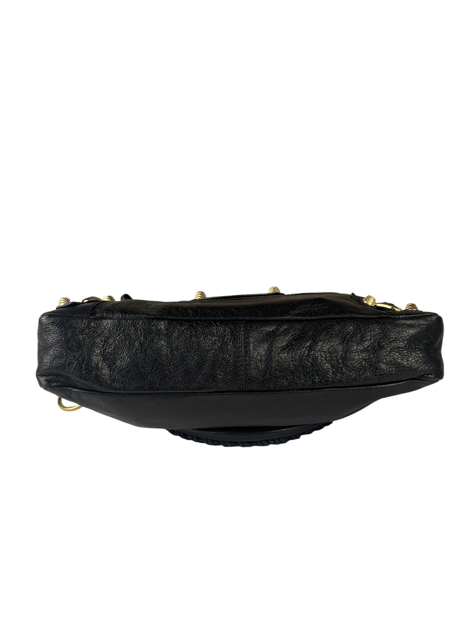 Balenciaga Black Lambskin Moto City Two-Way Bag
