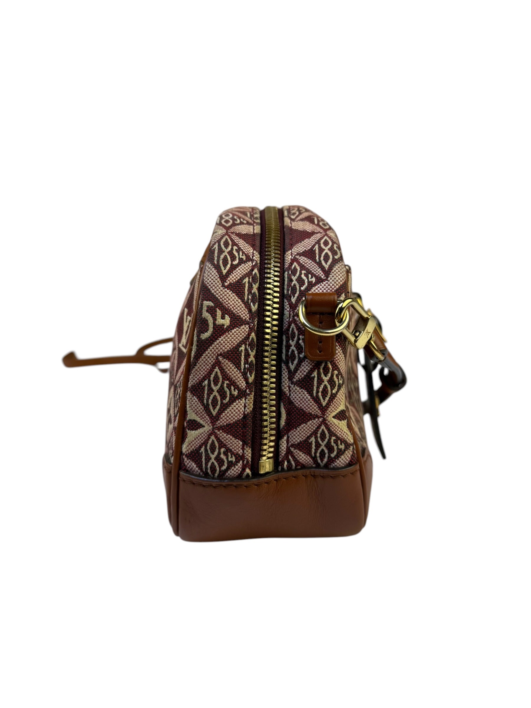 Louis Vuitton Burgundy/Brown Leather Trim Mini Deauville Crossbody Bag