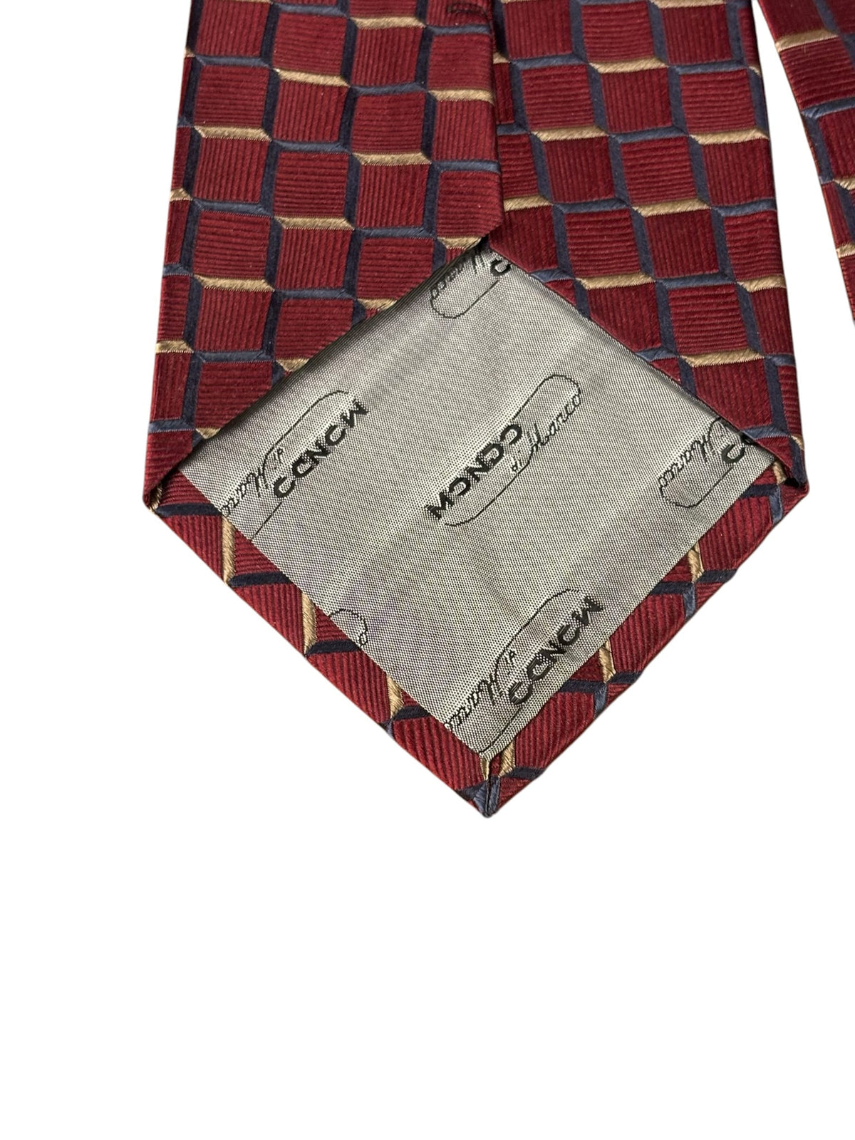 Mondo Di Marco Burgundy Square Print Tie