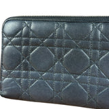 Christian Dior Vintage Black Quilted Leather Zippy Wallet