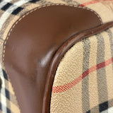 Burberry Beige/Brown Leather House Check Boston Bag