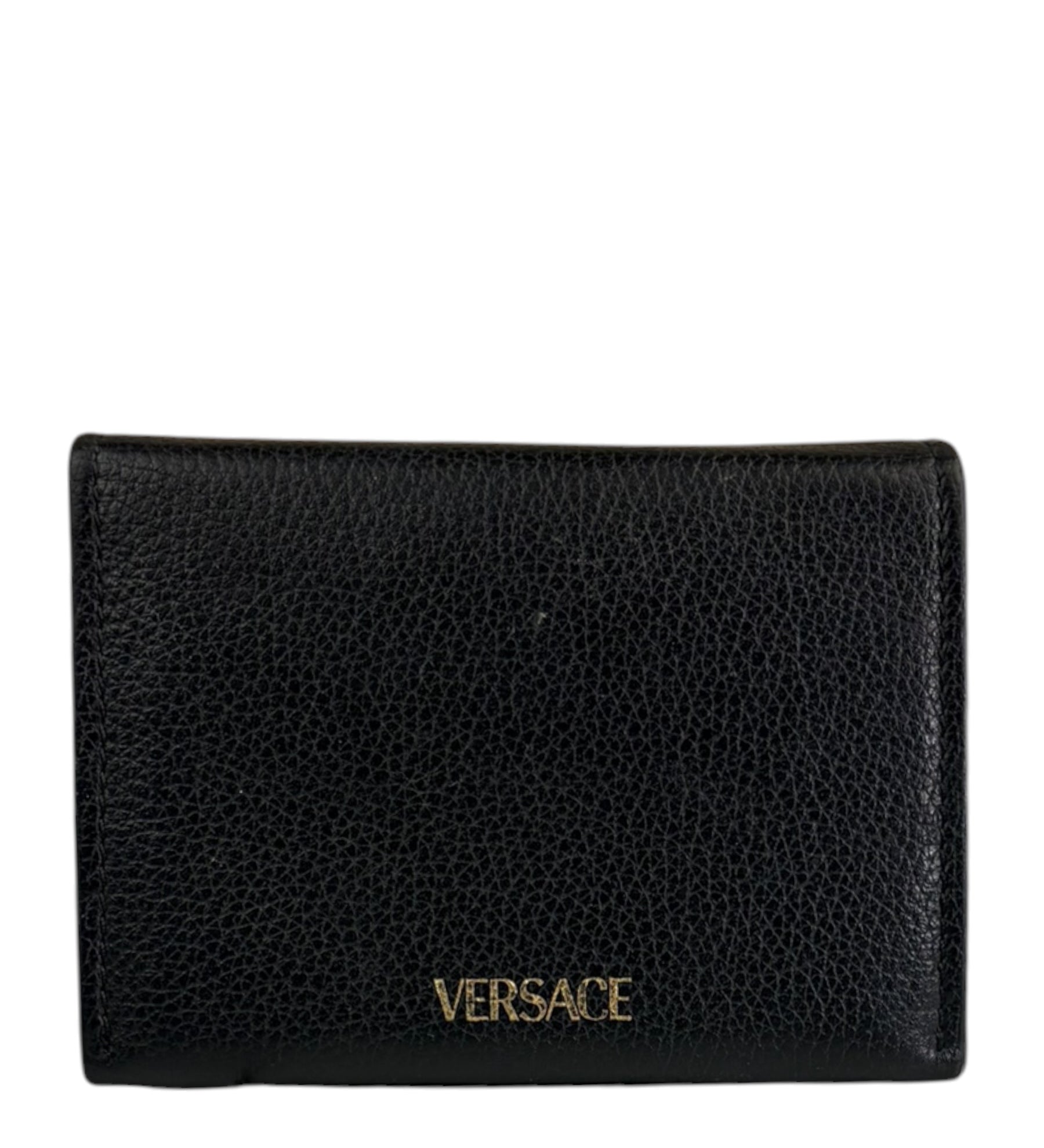 Versace Black Calfskin La Medusa Flap Card Holder