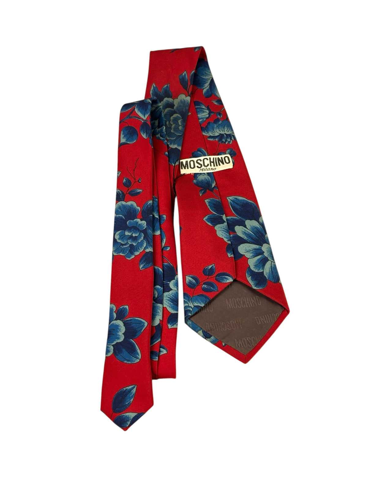Moschino Red Floral Print Tie