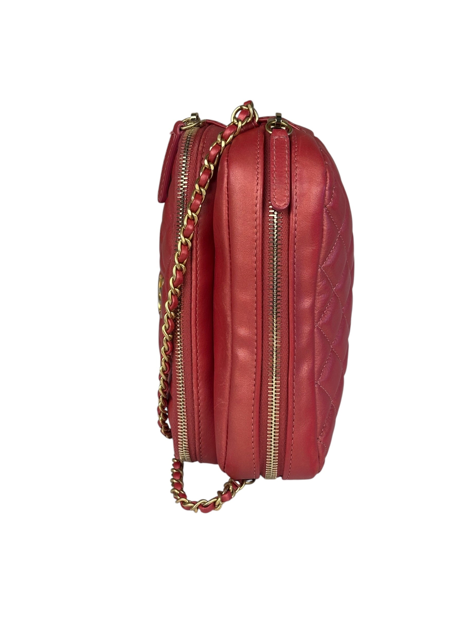 Chanel Pink Satin/Leather Trim Camera Bag 2019