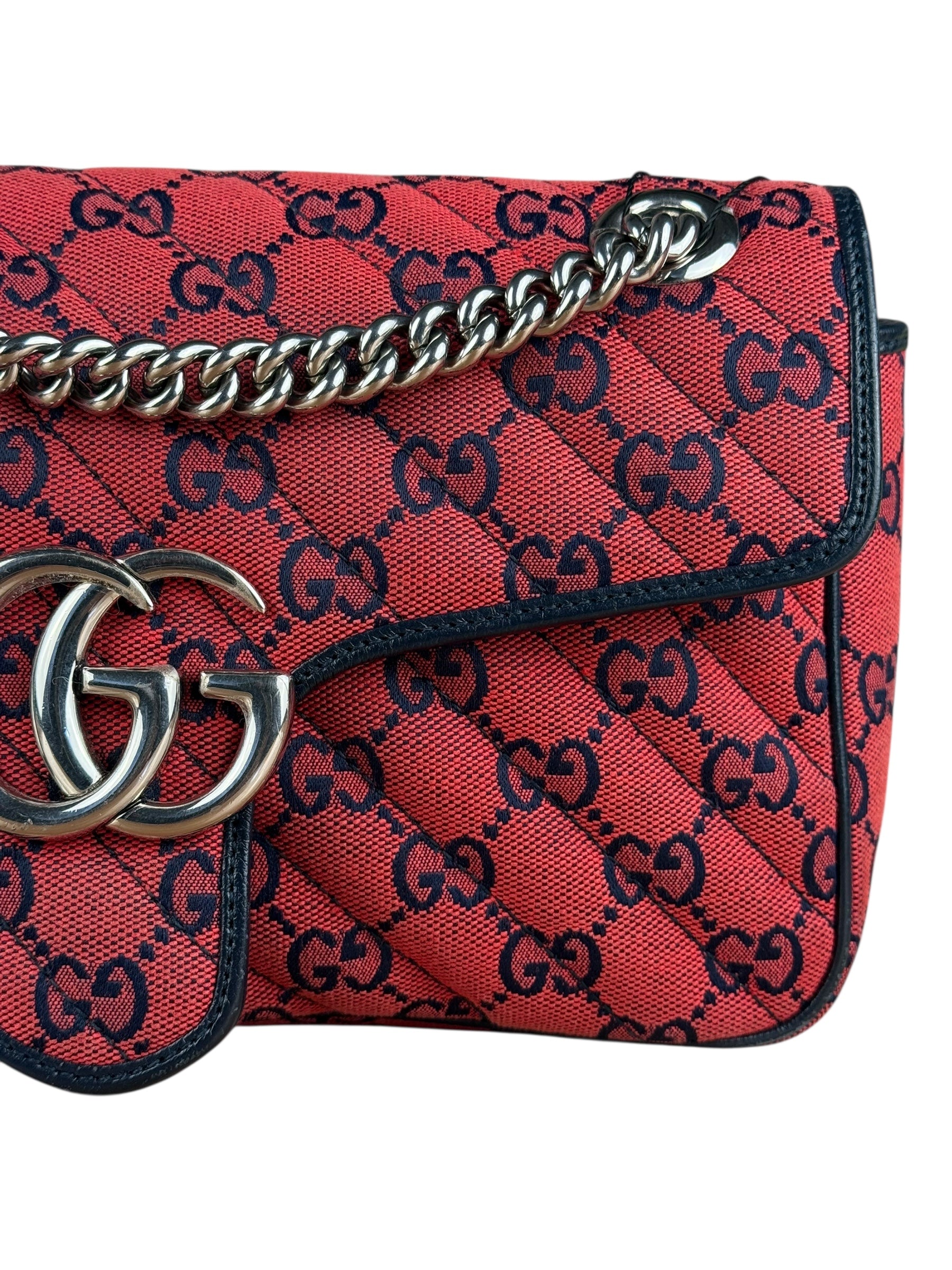 Gucci GG Red Marmont Flap Chain Shoulder Bag