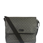 Gucci Grey/Black Leather GG Supreme Messenger Bag