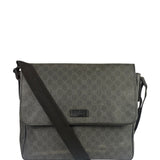 Gucci Grey/Black Leather GG Supreme Messenger Bag