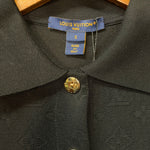Louis Vuitton Black Monogram Boxy Collared Quarter-Button Top