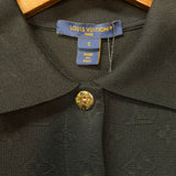 Louis Vuitton Black Monogram Boxy Collared Quarter-Button Top