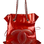 Chanel Red Patent CC Crystal Bon Bon Chain Tote