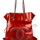 Chanel Red Patent CC Crystal Bon Bon Chain Tote