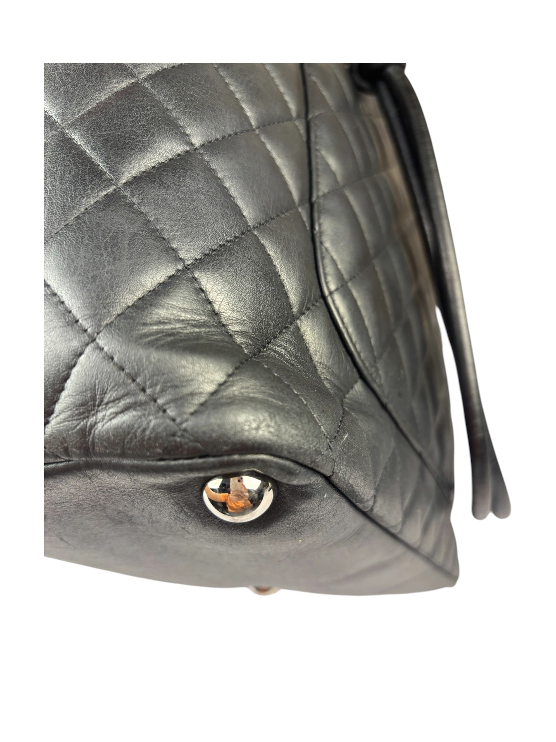 Chanel Black Quilted Leather Ligne Cambon Tote Mid 2000's
