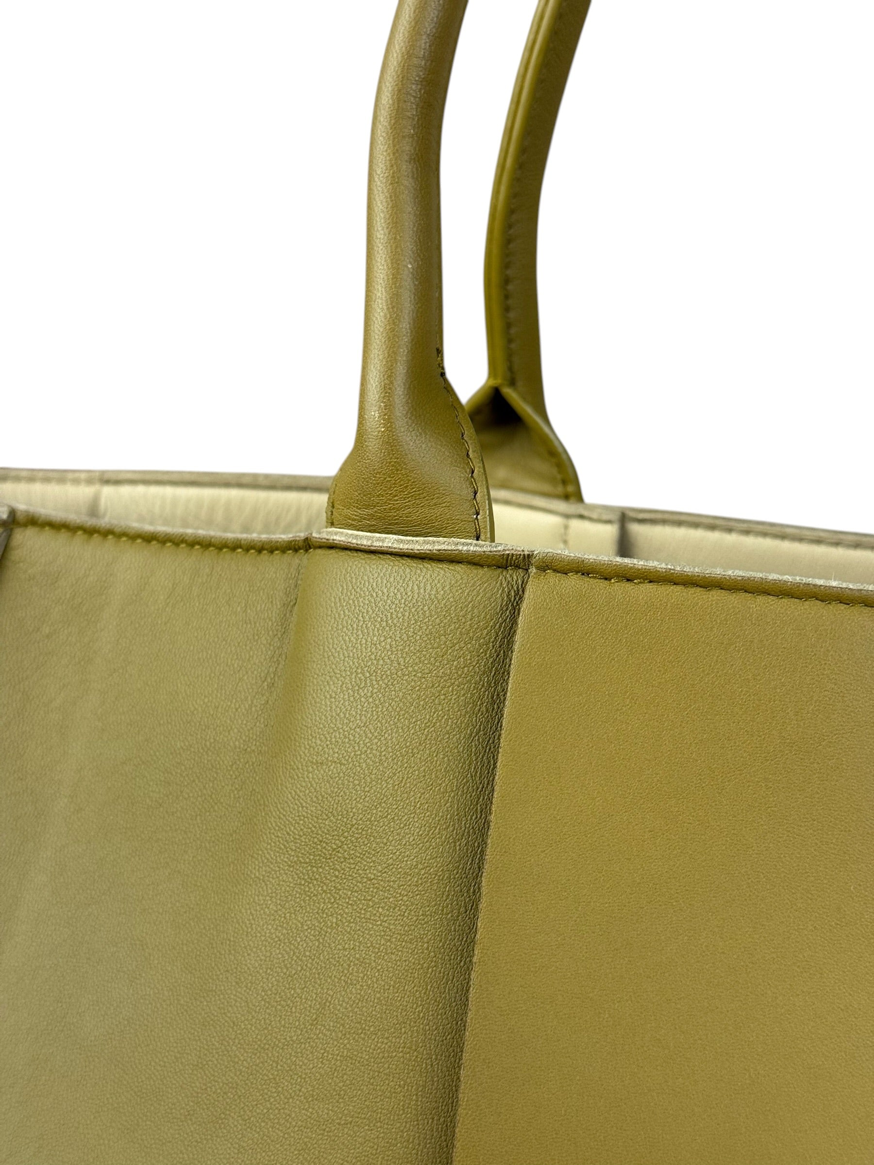 Bottega Veneta Muted Olive Intreccio Arco Woven Leather Tote