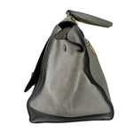Celine Grey Suede/Leather Crocodile Embossed Trapeze Two-Way Bag