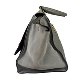 Celine Grey Suede/Leather Crocodile Embossed Trapeze Two-Way Bag