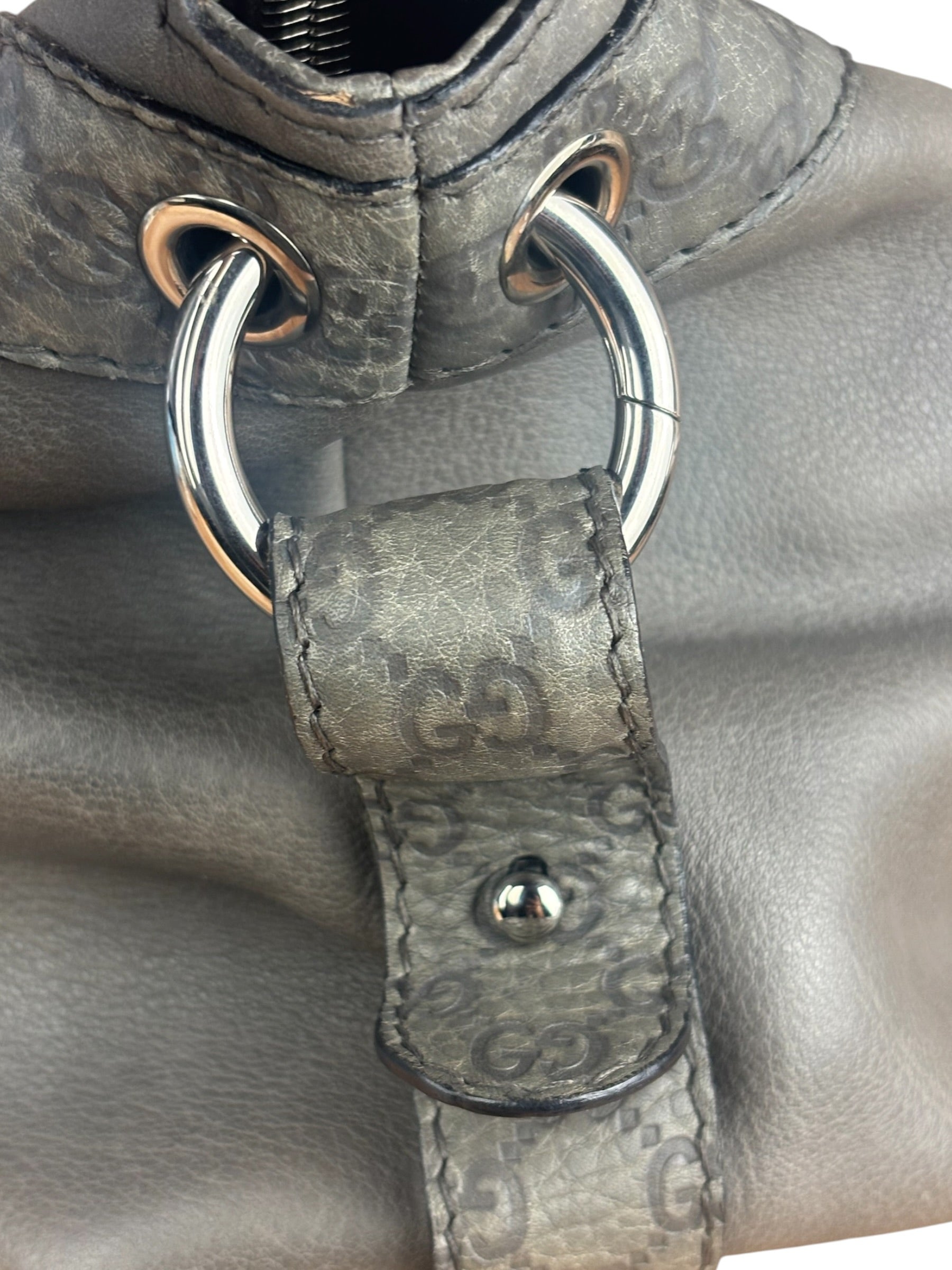 Gucci Supple Gray Bamboo Bar Medium Shoulder Bag