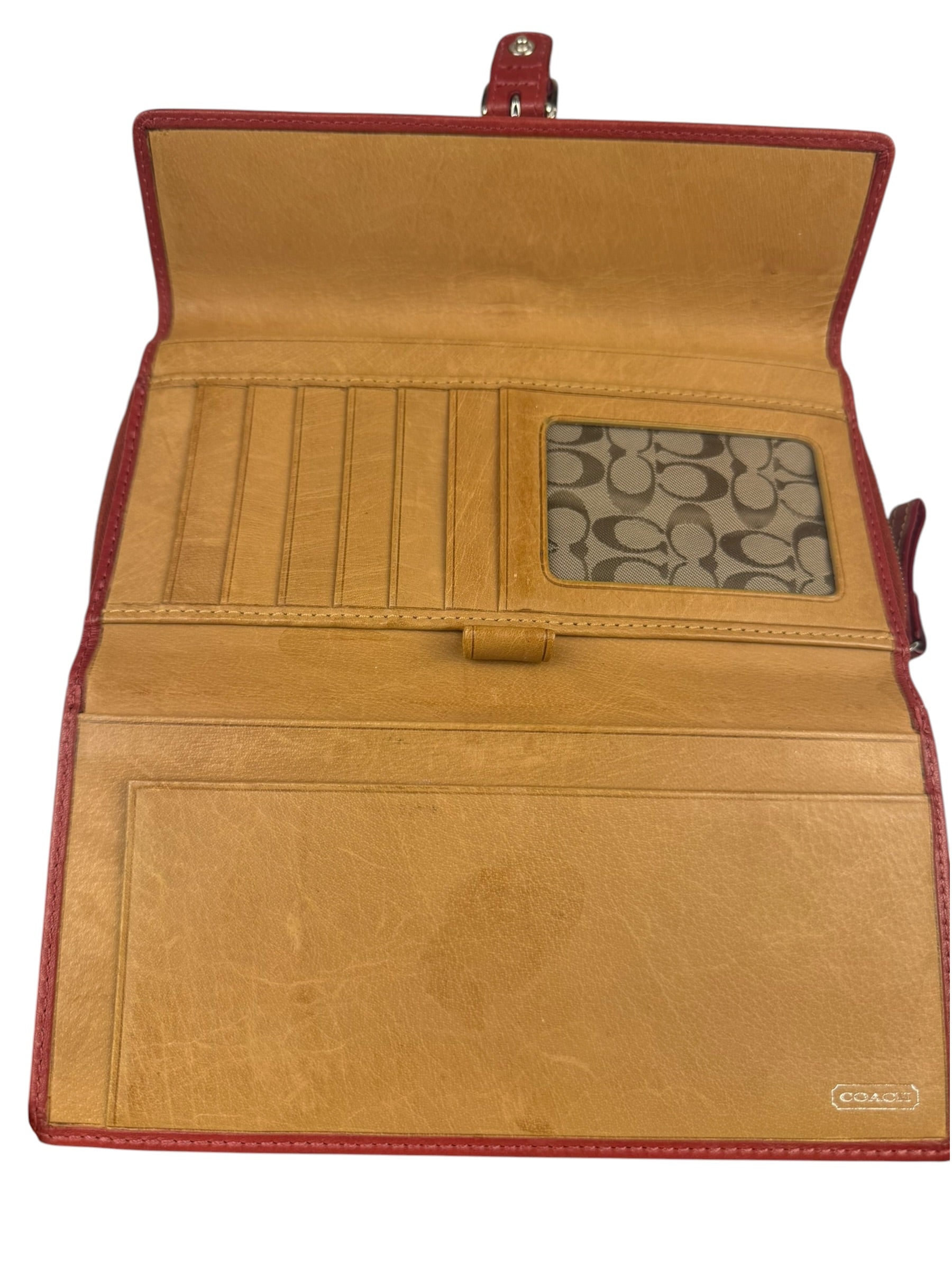 Coach Red Leather Zip Wallet