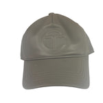 Telfar Grey Leather Logo Embossed Hat