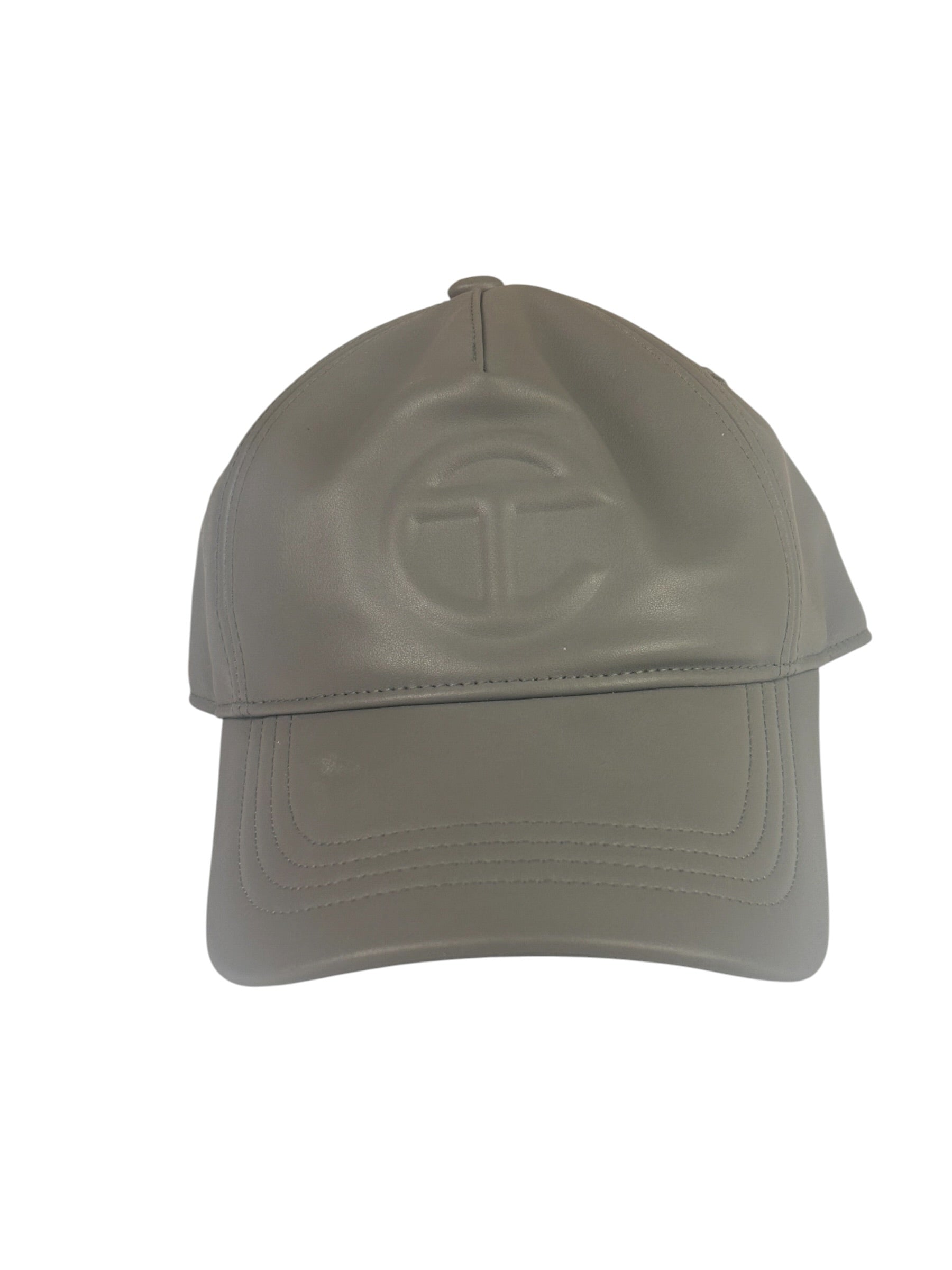 Telfar Grey Leather Logo Embossed Hat