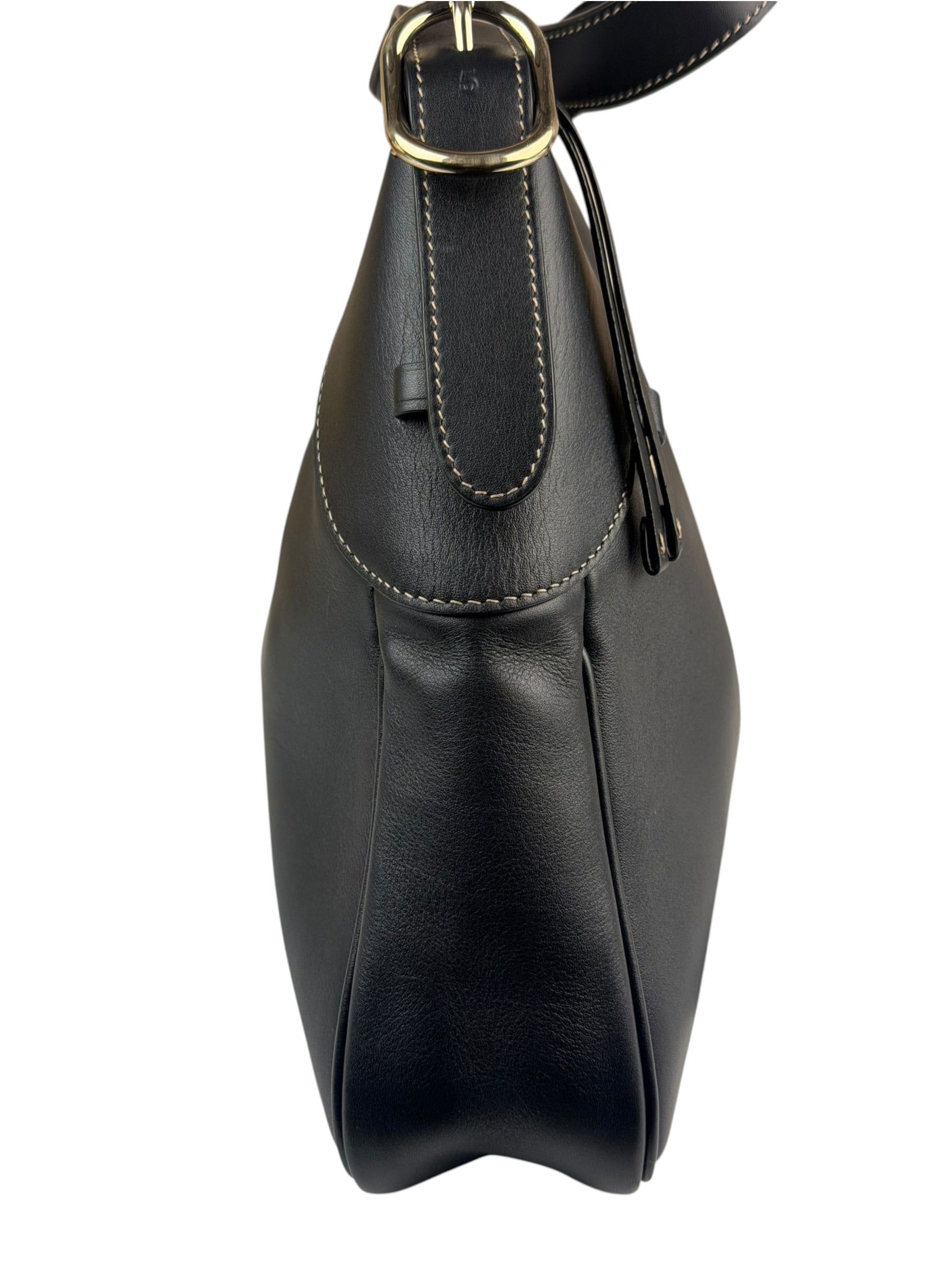 Gucci Black Leather GG Emblem Hobo Bag