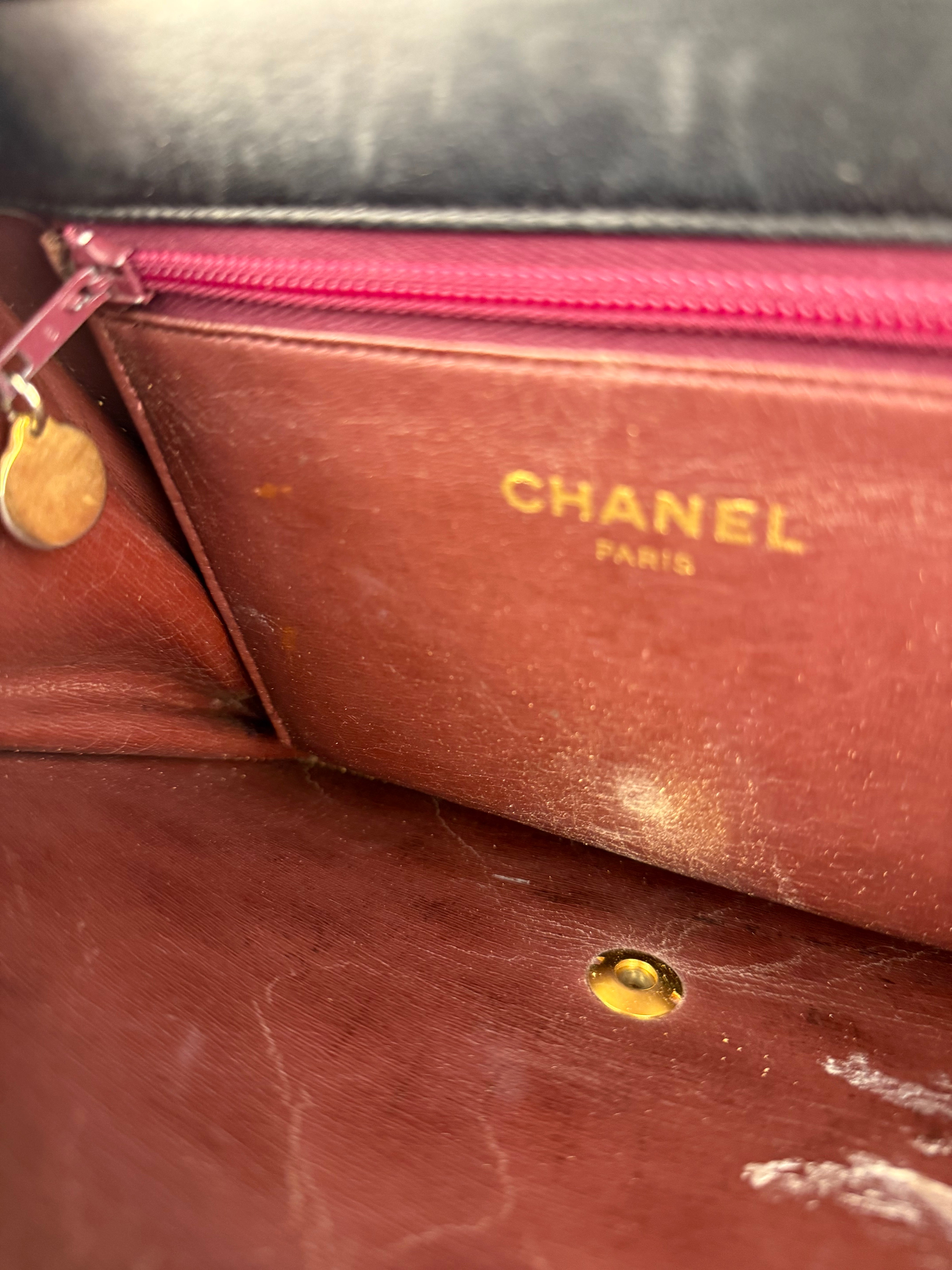 Chanel Black Diamond Stitch Lambskin Square Flap 1988
