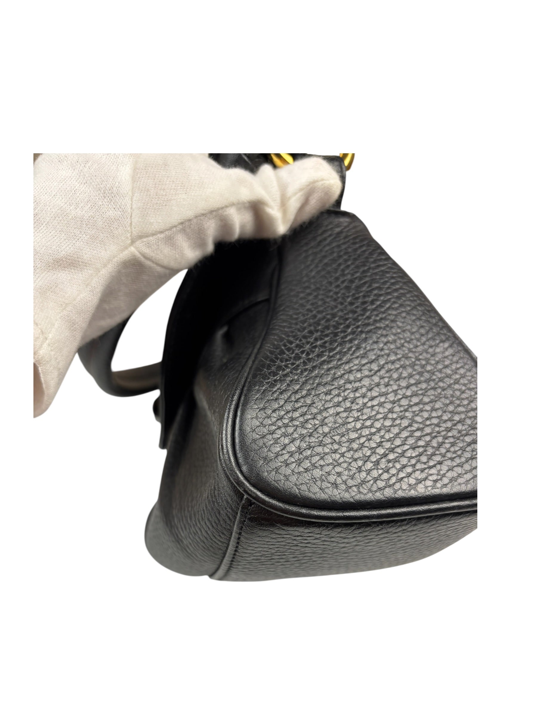 MCM Black Pebbled Leather Baugette