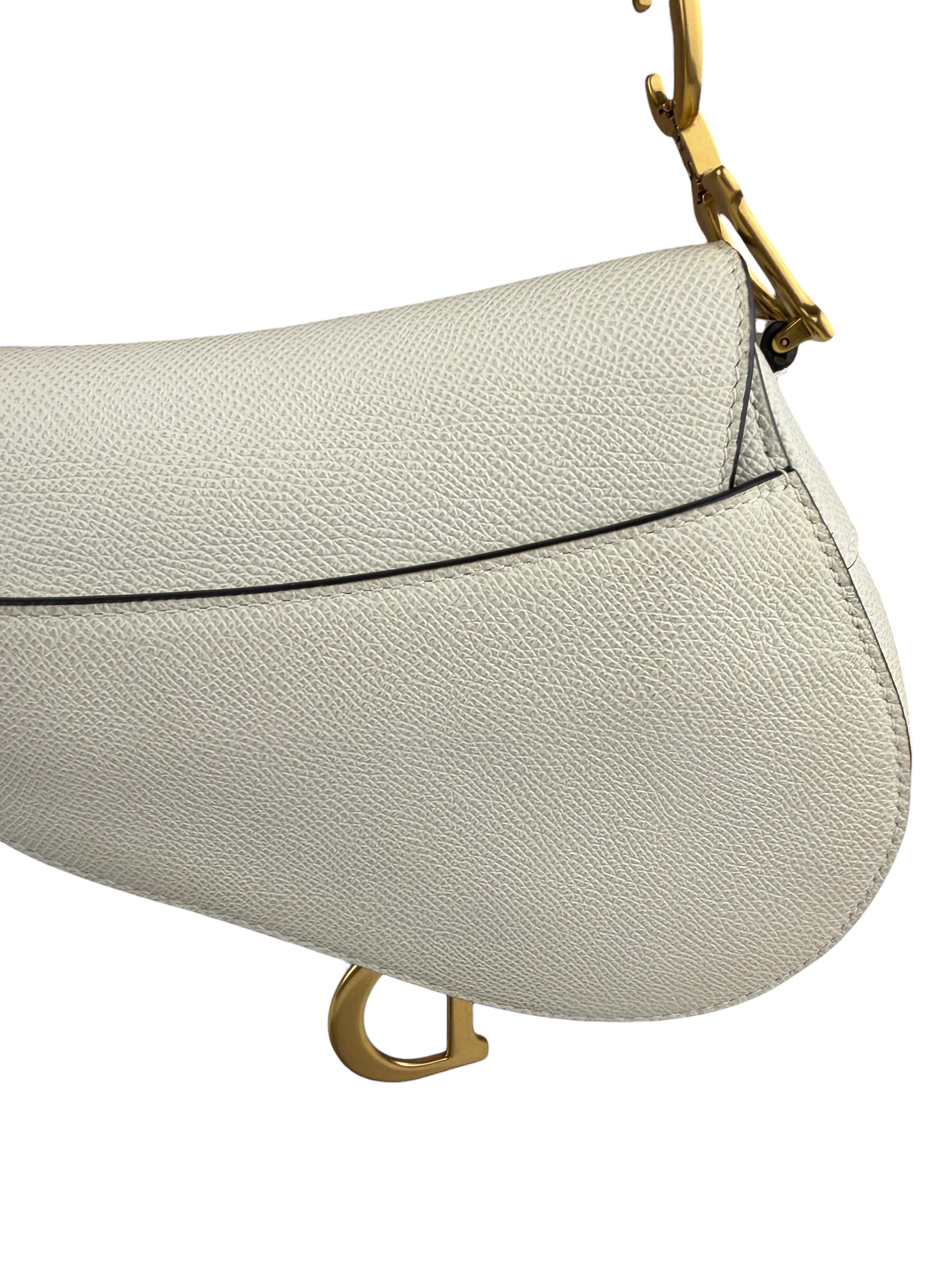 Christian Dior White Leather Saddle Hand Bag