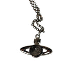 Vivienne Westwood Silver Oblique Orb Mini Bas Relief Pendant Necklace