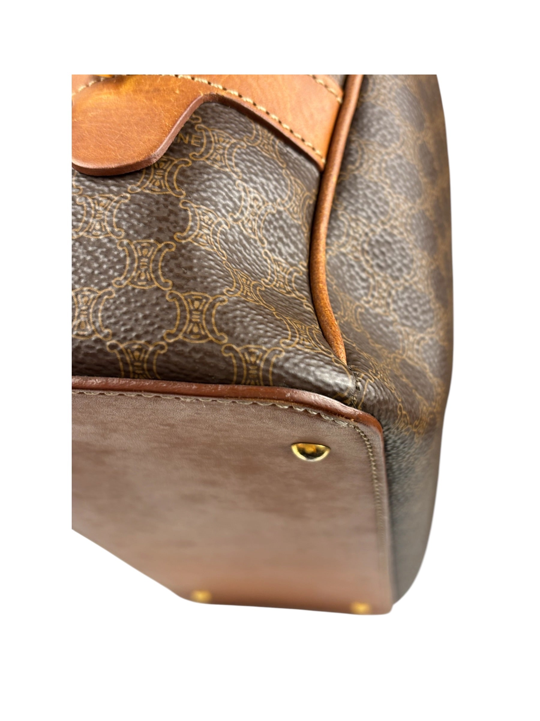Celine Brown Leather Macadam Dome Handbag