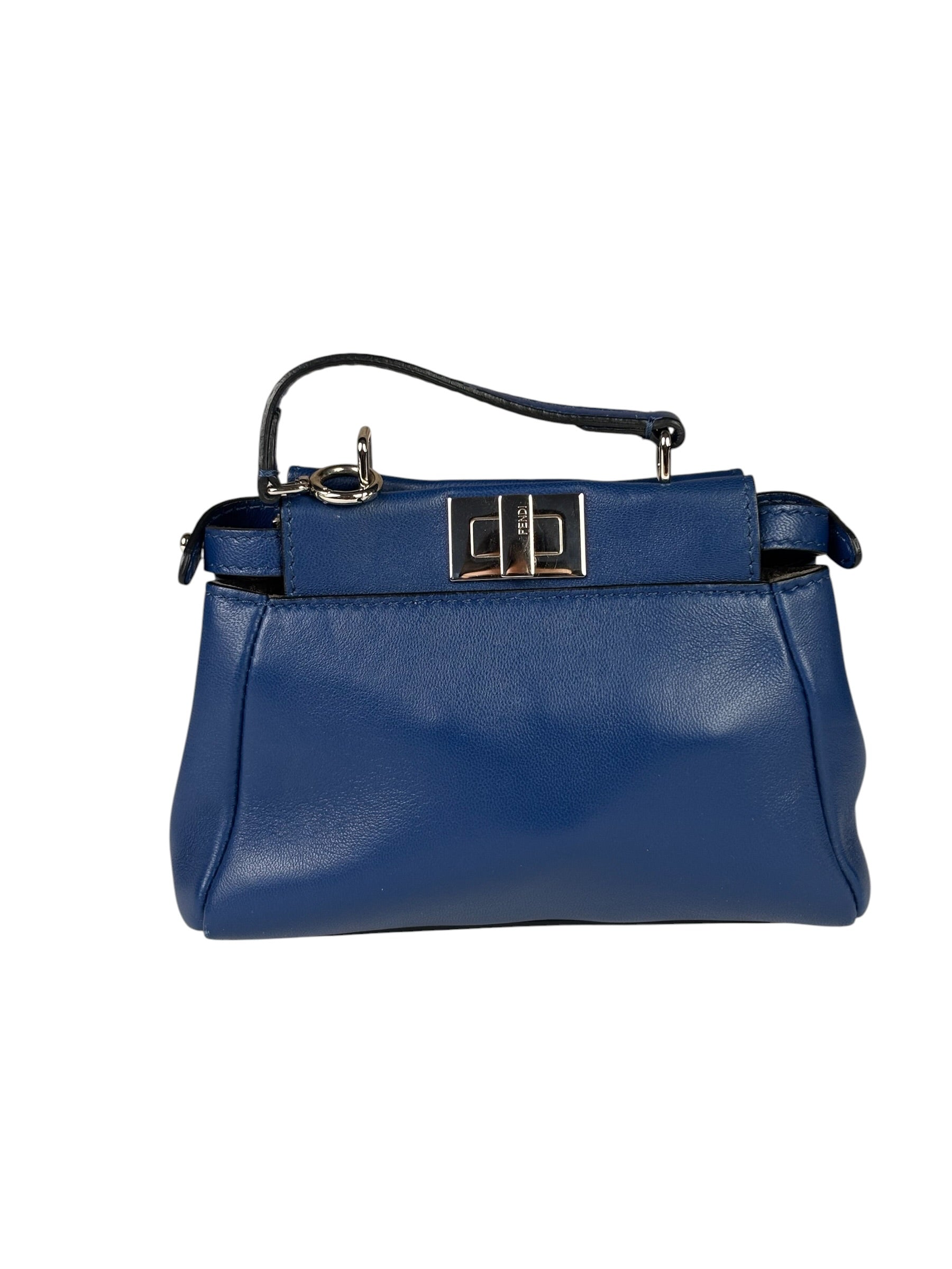 Fendi Navy Leather Peekaboo Micro Two-Way Bag