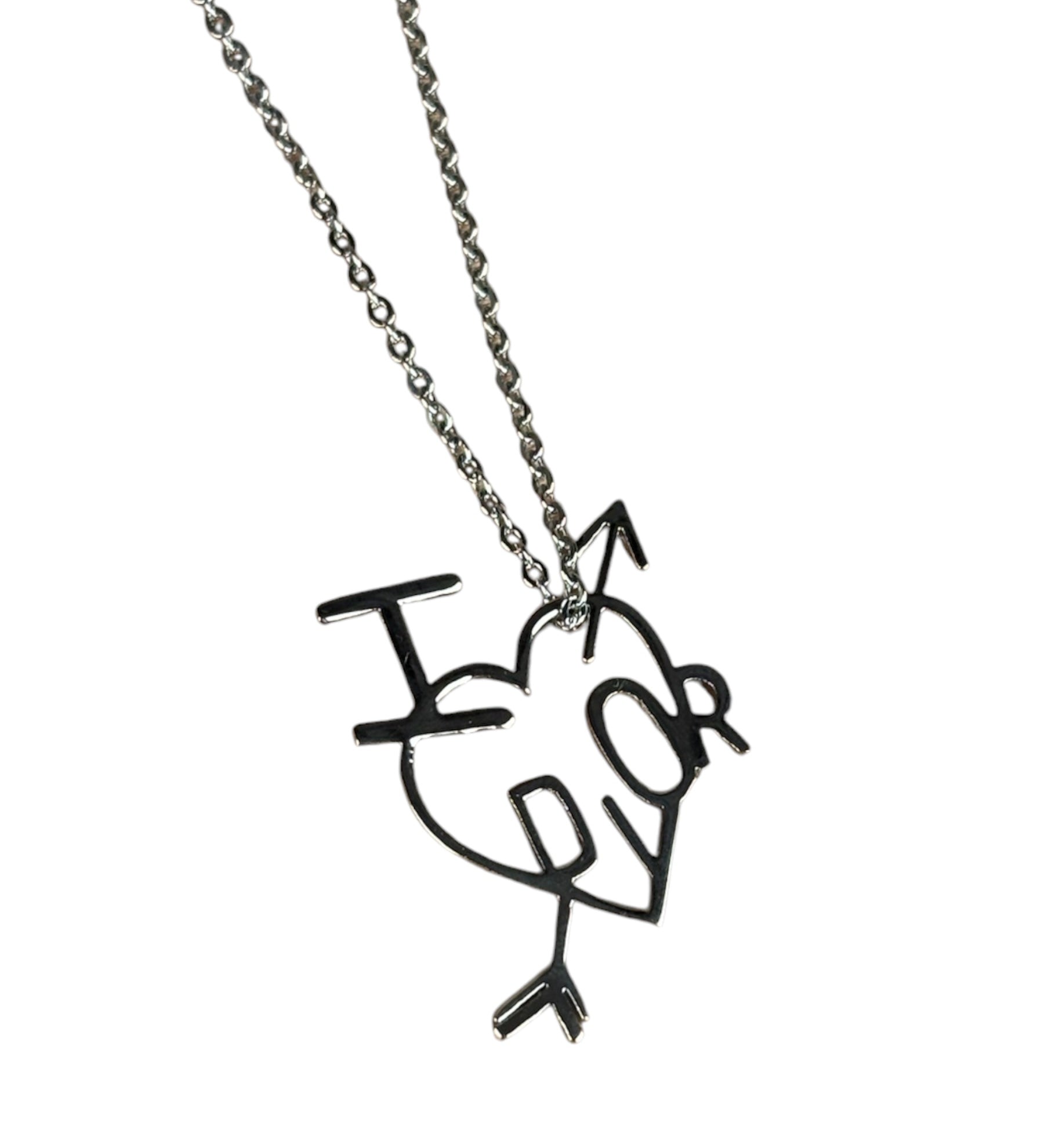 Christian Dior Vintage Silver "I Heart Dior" Necklace