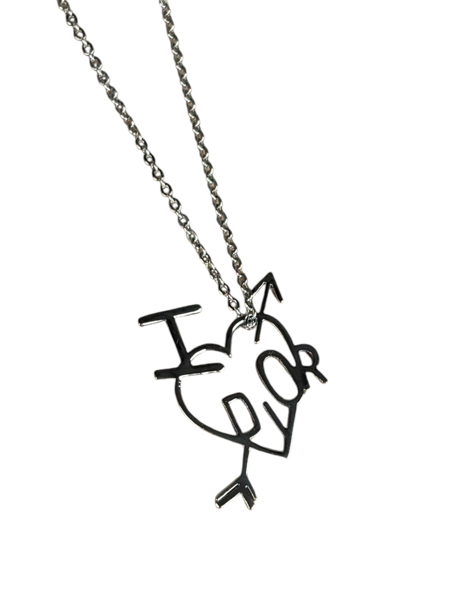Christian Dior Vintage Silver "I Heart Dior" Necklace
