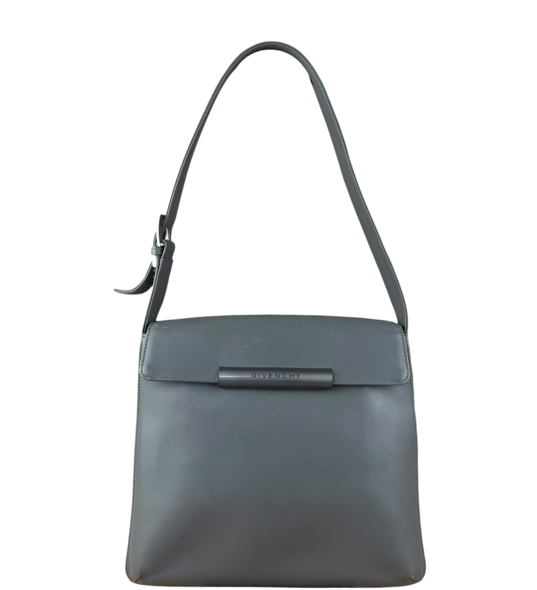 Givenchy Vintage Grey Leather Flap Shoulder Bag