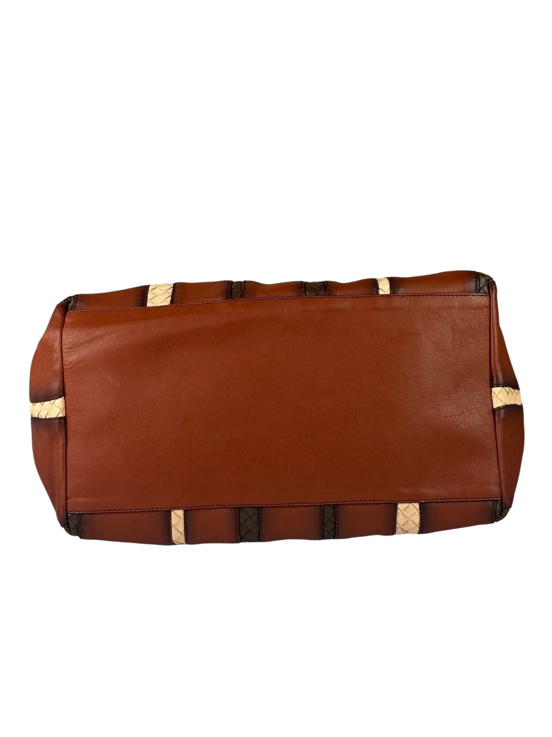 Bottega Veneta Brown Leather Intrecciato Trim Cesta Tote