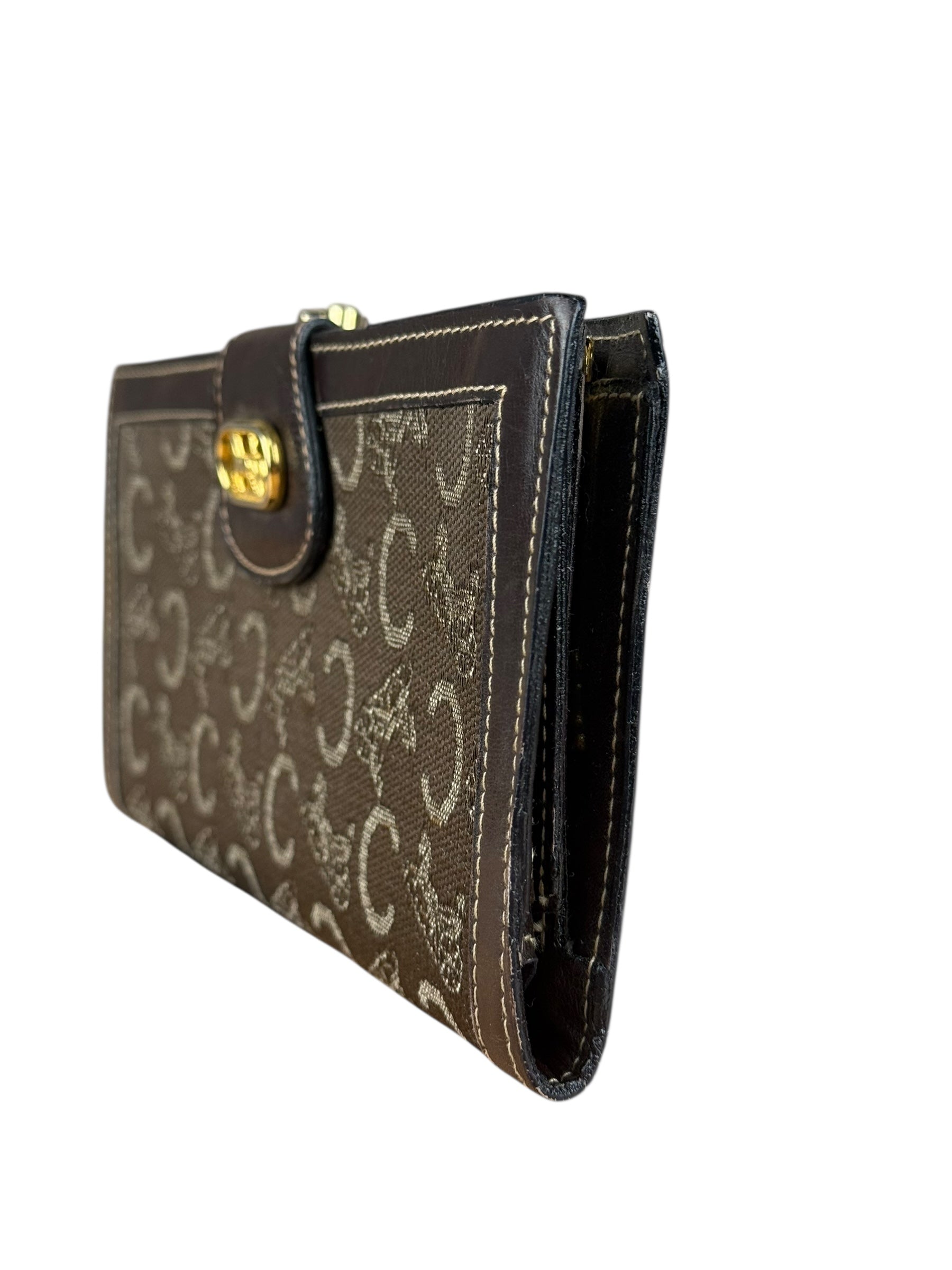 Celine Vintage Macadam Long Wallet Brown