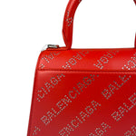 Balenciaga Red Leather Hourglass XS Rhinestones Two-Way Bag