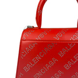Balenciaga Red Leather Hourglass XS Rhinestones Two-Way Bag