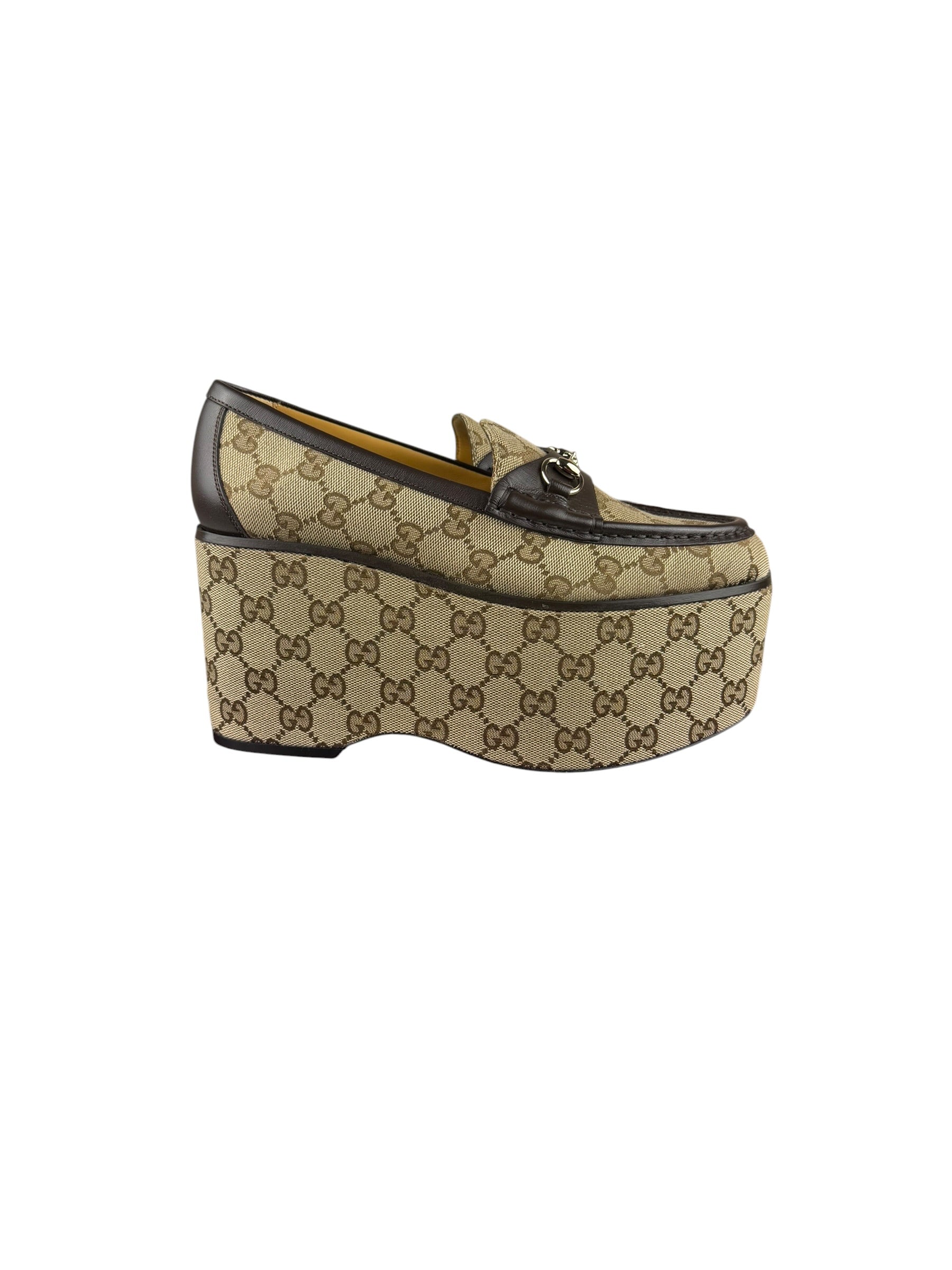 Gucci Horsebit GG Canvas Platform Loafers
