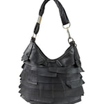 Yves Saint Laurent Black Leather St. Tropez Ruffled Hobo Bag