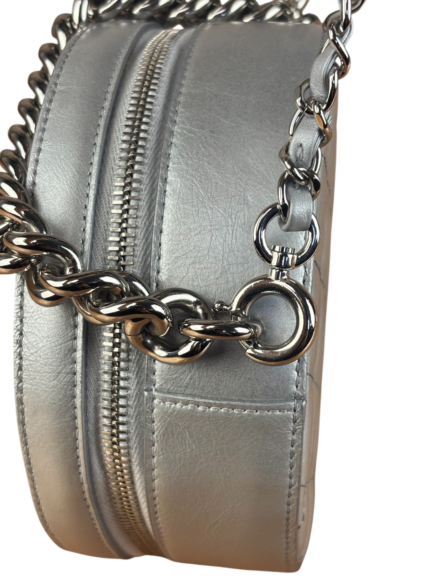 Chanel Silver CC Round as Earth Chain 2Way Bag (Authentic Limited Edition Sample)