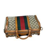 Gucci Beige/Brown GG Web Boston Two-Way Bag