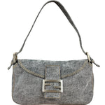 Fendi Light Denim Toned Canvas Baguette Shoulder Bag