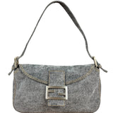 Fendi Light Denim Toned Canvas Baguette Shoulder Bag